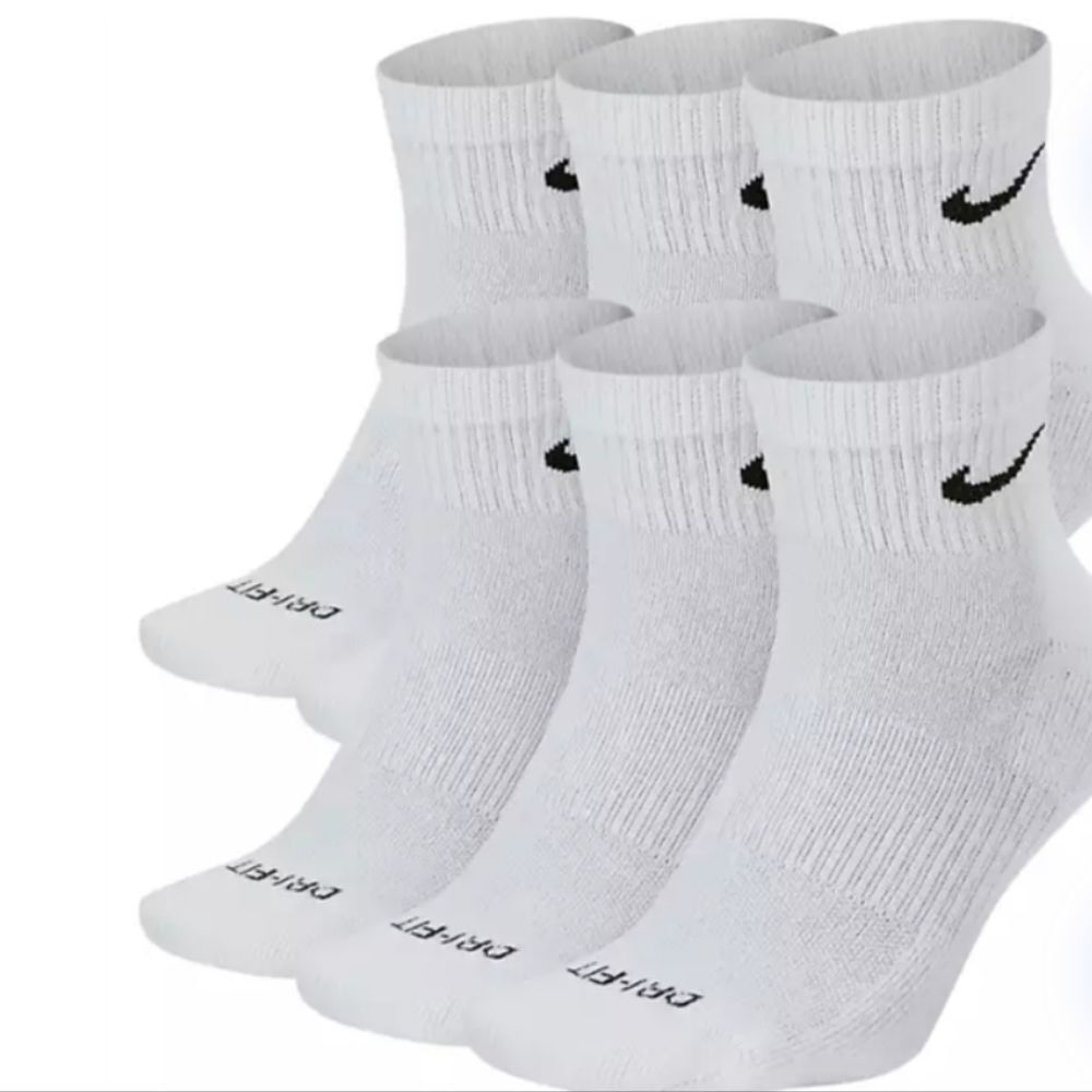 Nike Dri-Fit Everyday Cotton Cushioned 6-PK Low Socks- White